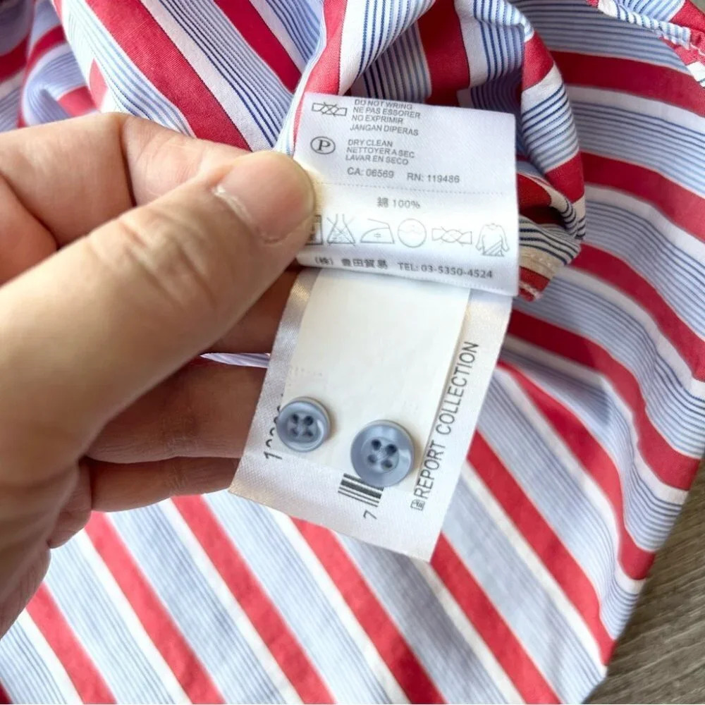 Report Collection Striped Pattern Paisley Pattern Cuffs Button Down Shirt - Picture 7 of 16